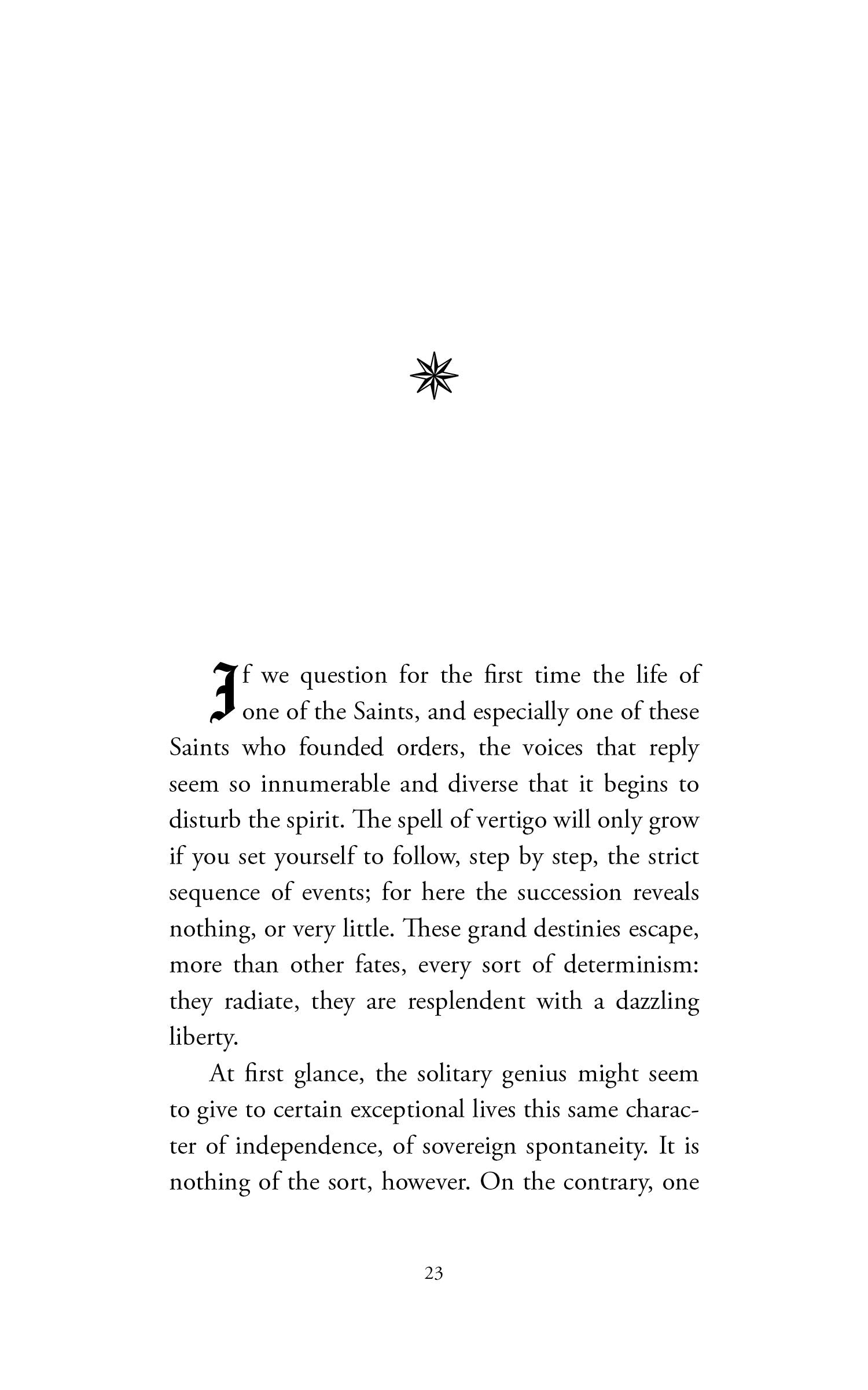 Saint Dominic book page with printed passage and decorative star marker