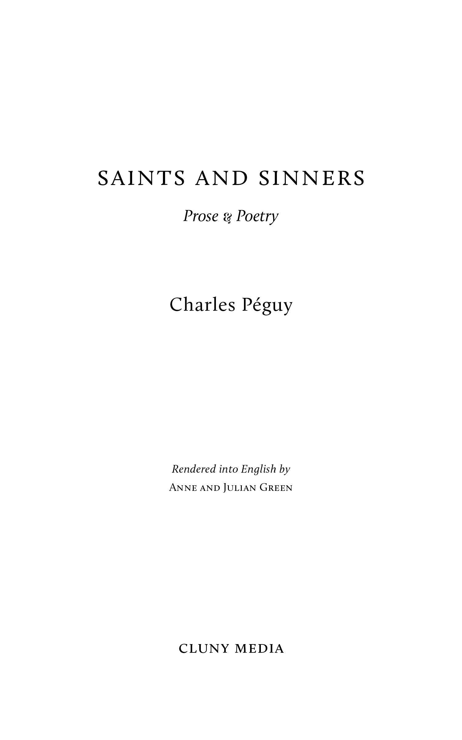 Title page: Saints and Sinners, Prose & Poetry, Charles Péguy