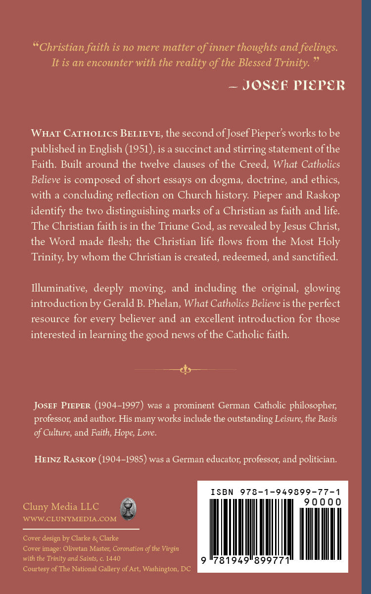 Religious book pages with quote, description text, author bios, and ISBN barcode