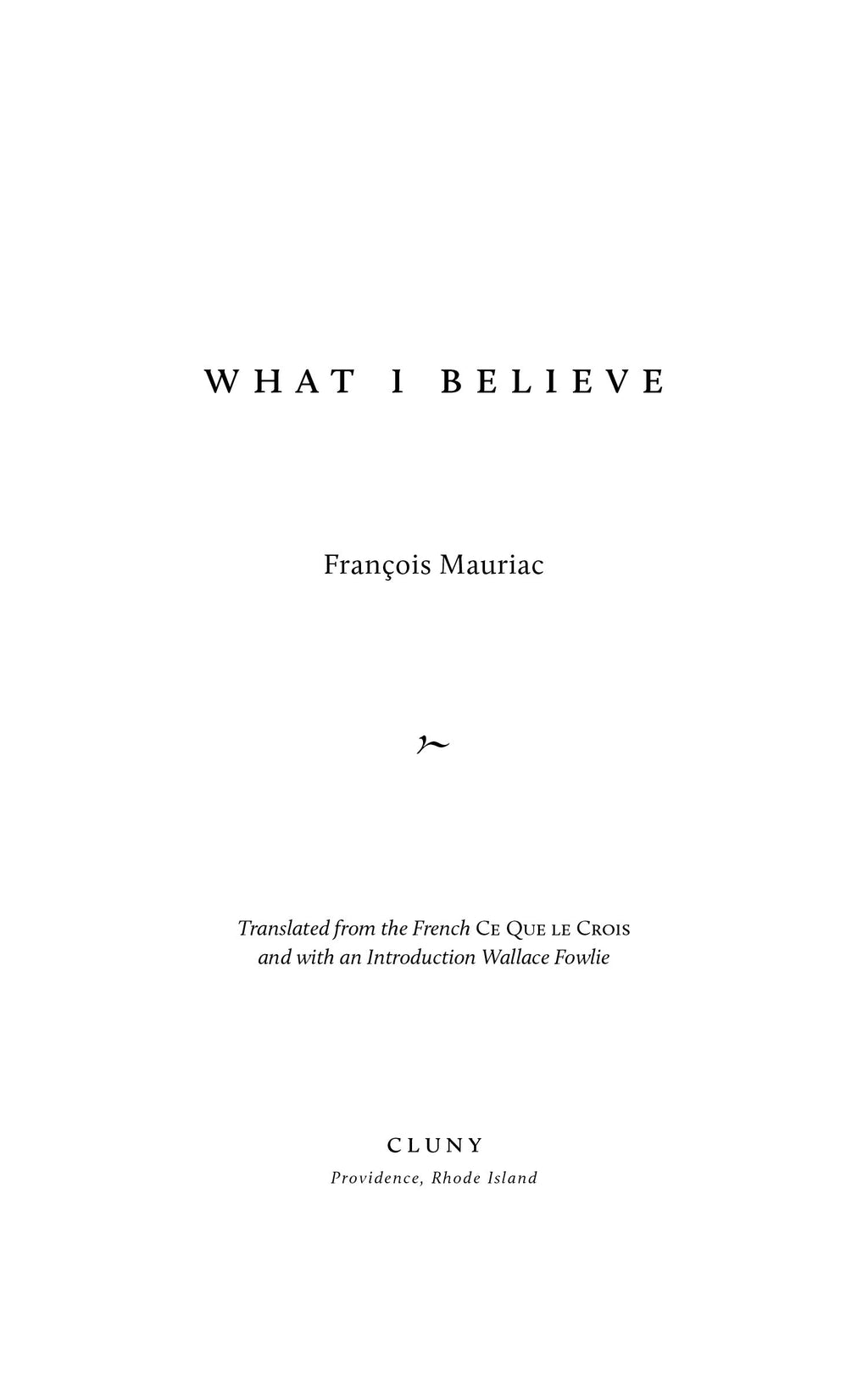 Book title page with François Mauriac and Cluny publisher
