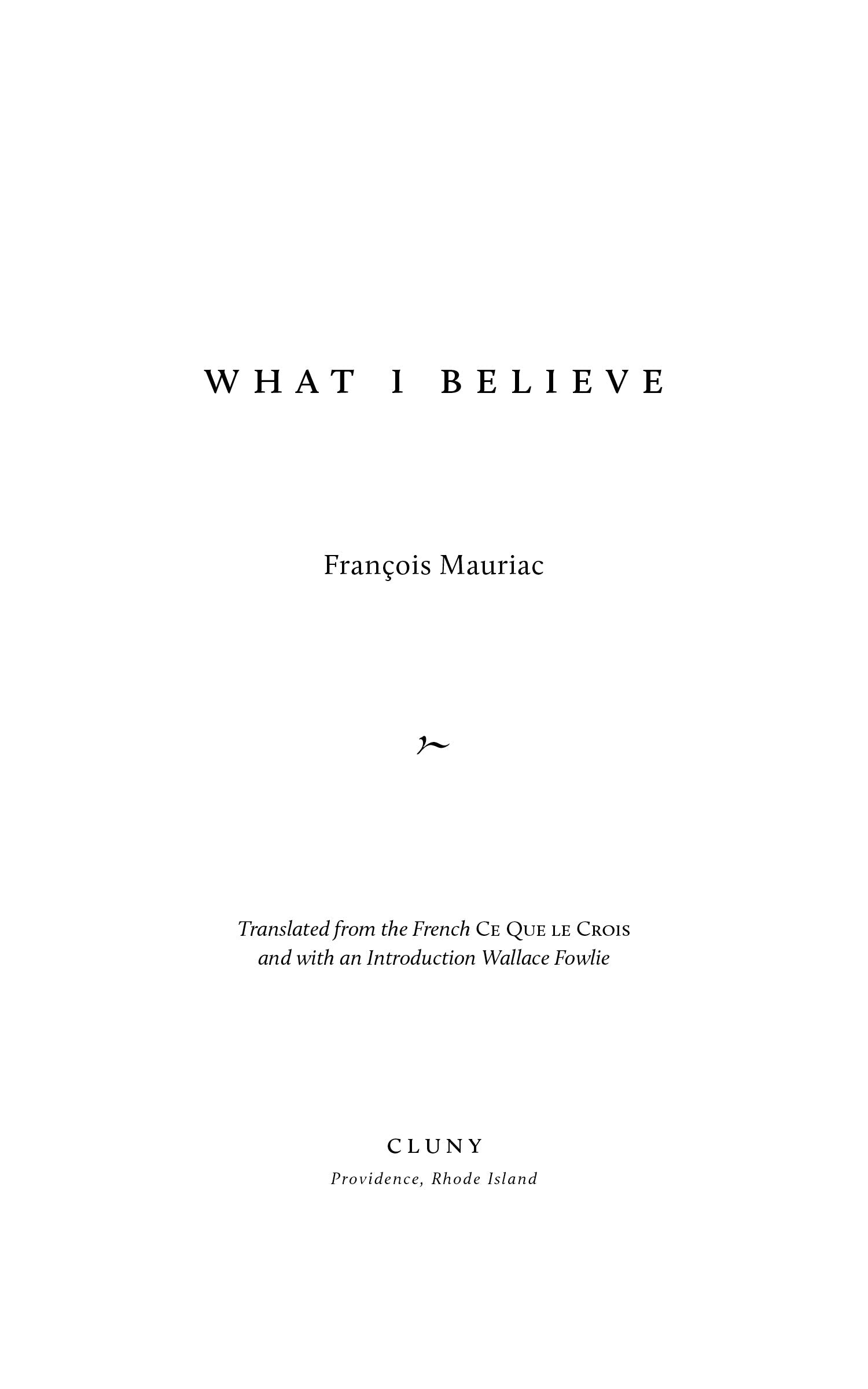 Book title page with François Mauriac and Cluny publisher