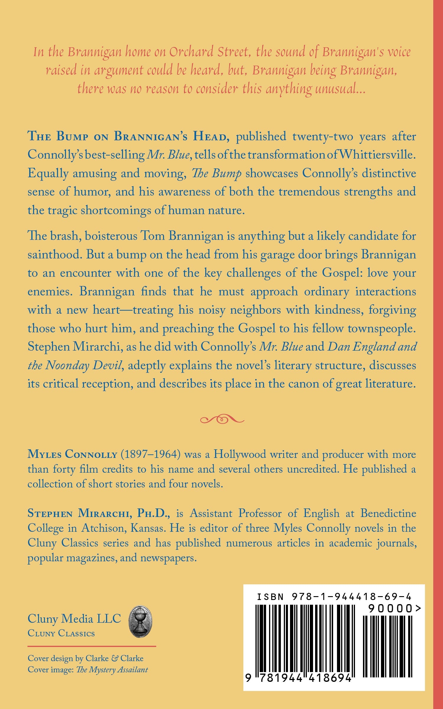Back cover with synopsis text and ISBN barcode; Myles Connolly.
