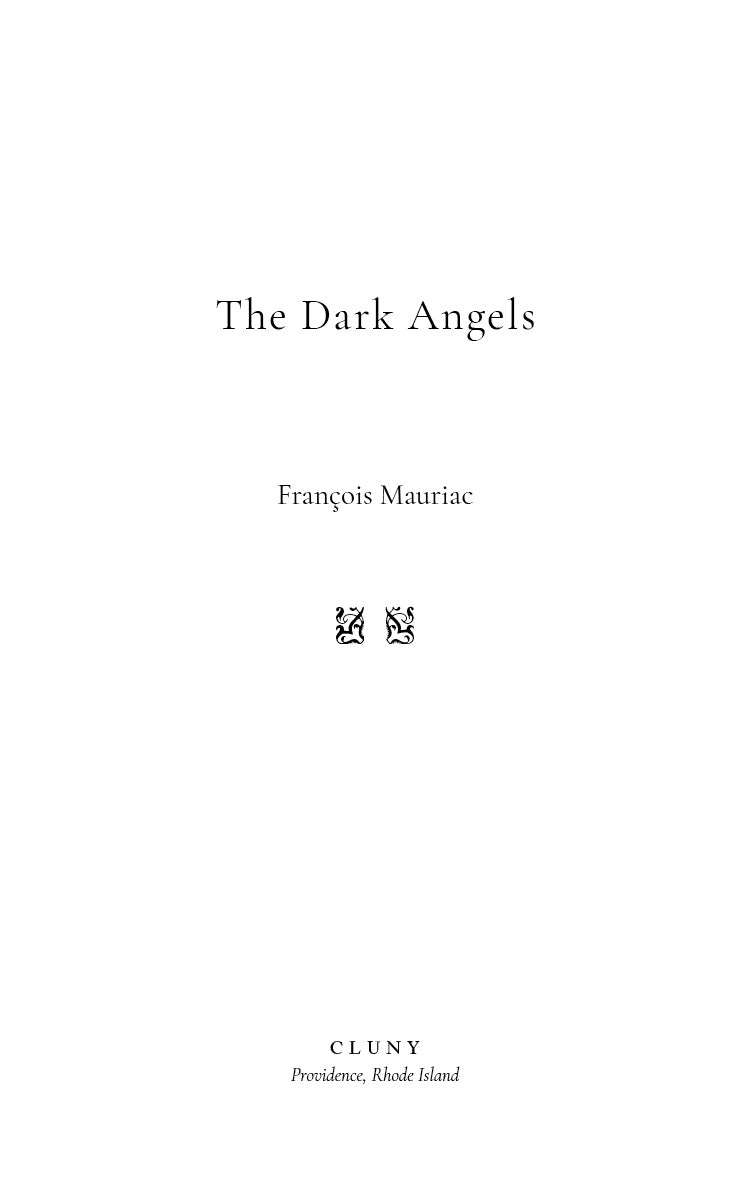 Novel title page with centered heading, author name, and publisher imprint