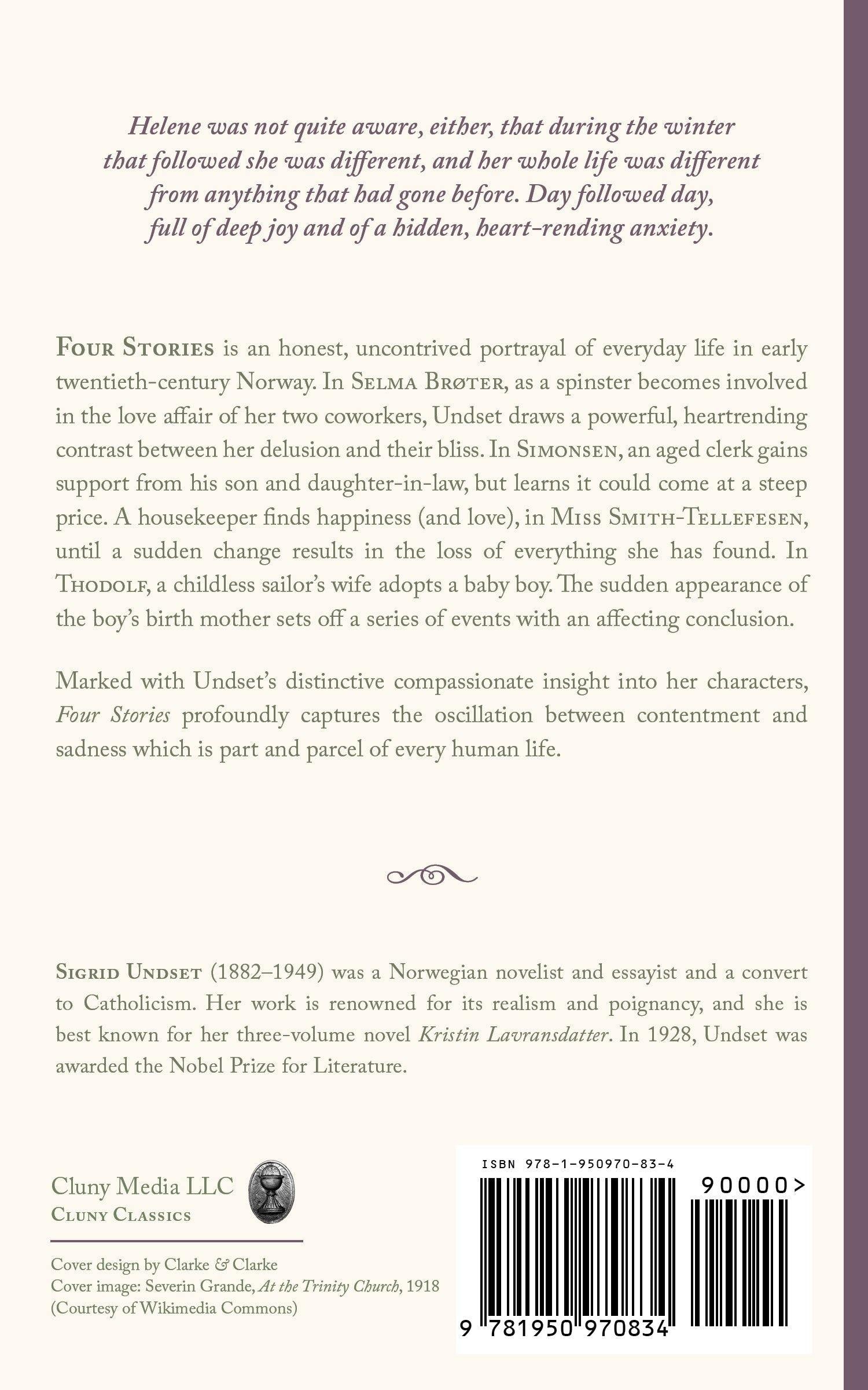 Back cover page with dense printed text and decorative emblem, plus barcode