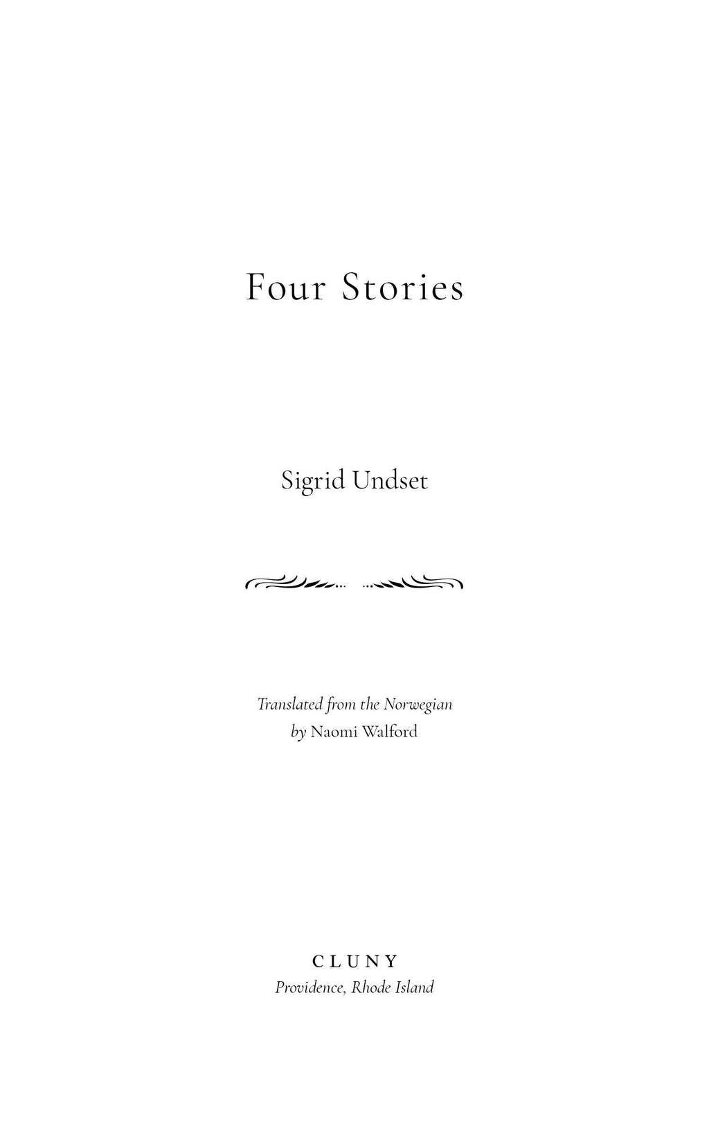 Book title page with centered title and Sigrid Undset name on white