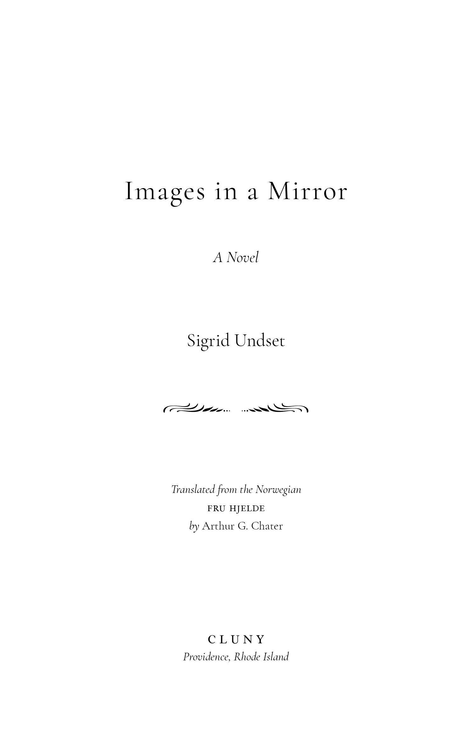 Novel title page with centered text and decorative emblem on a white background