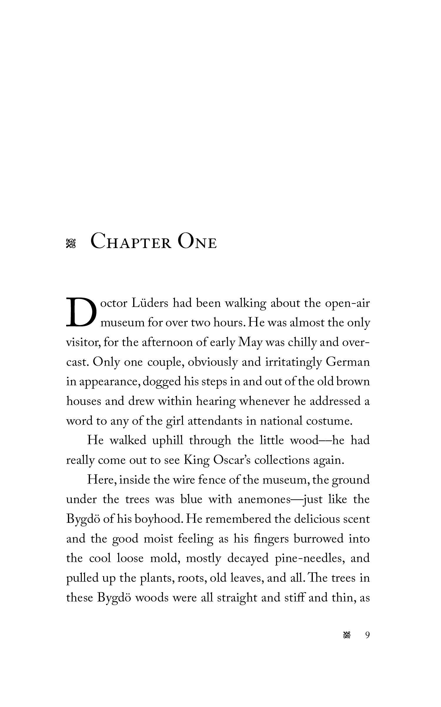 Book page with heading Chapter One and printed prose on white paper