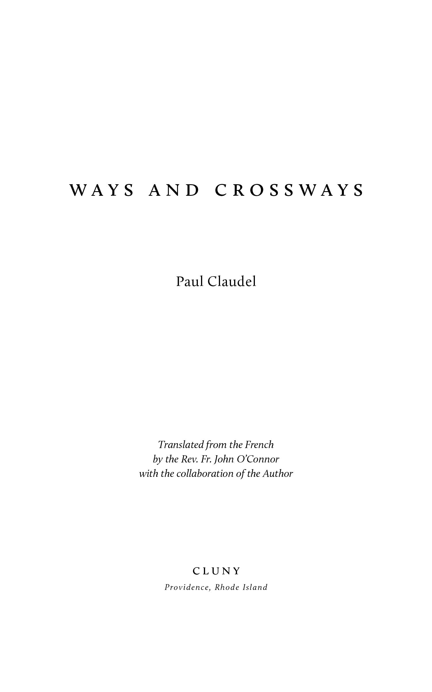 Book title page with Paul Claudel, translation note, and Cluny imprint