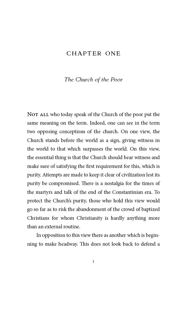 Book page showing "CHAPTER ONE" and heading "The Church of the Poor"