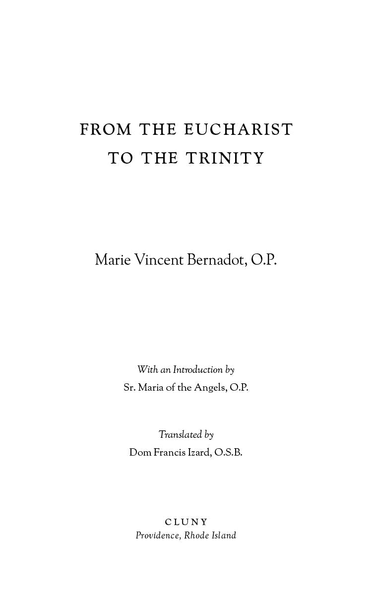 Book title page: From the Eucharist to the Trinity by Marie Vincent Bernadot