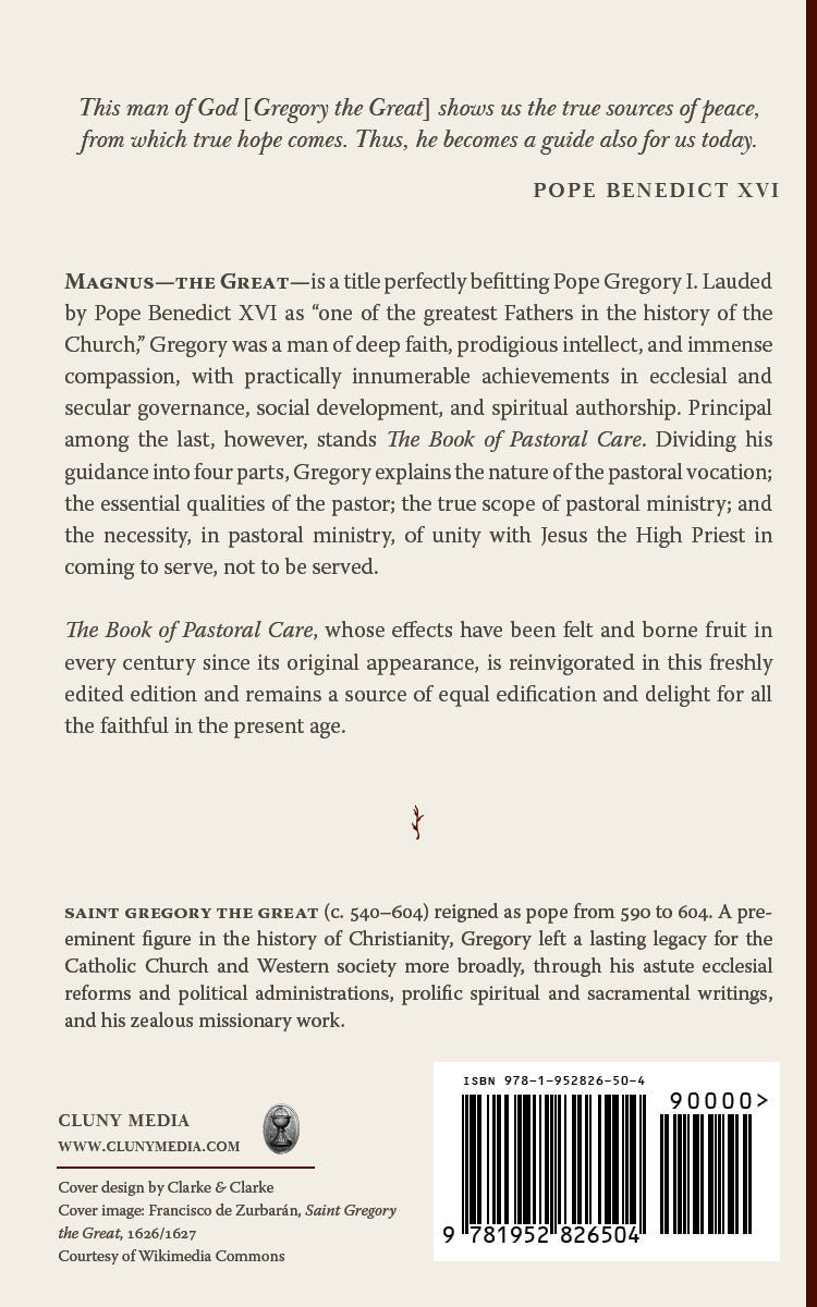 Pastoral care book back cover with synopsis text, logos, and barcode