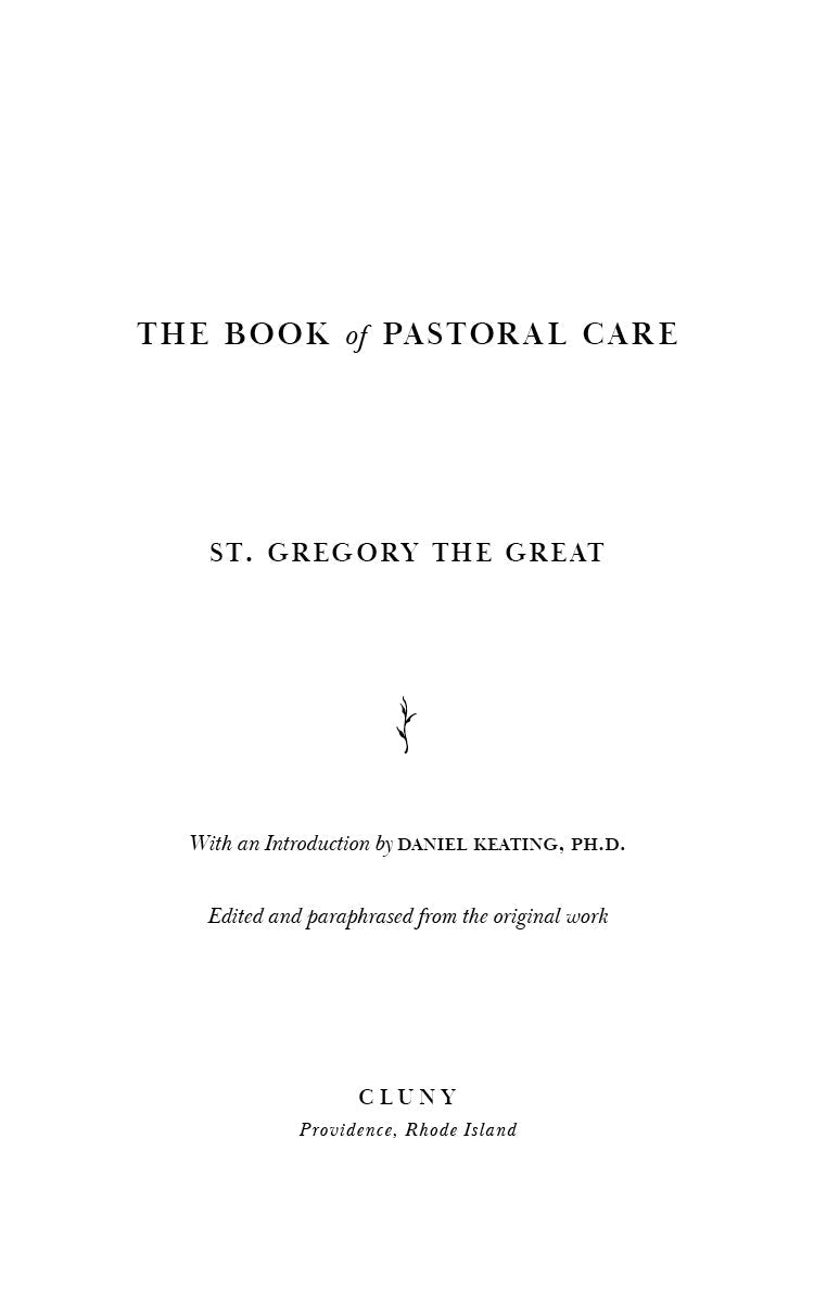 Pastoral care book title page with St. Gregory the Great and Cluny Media