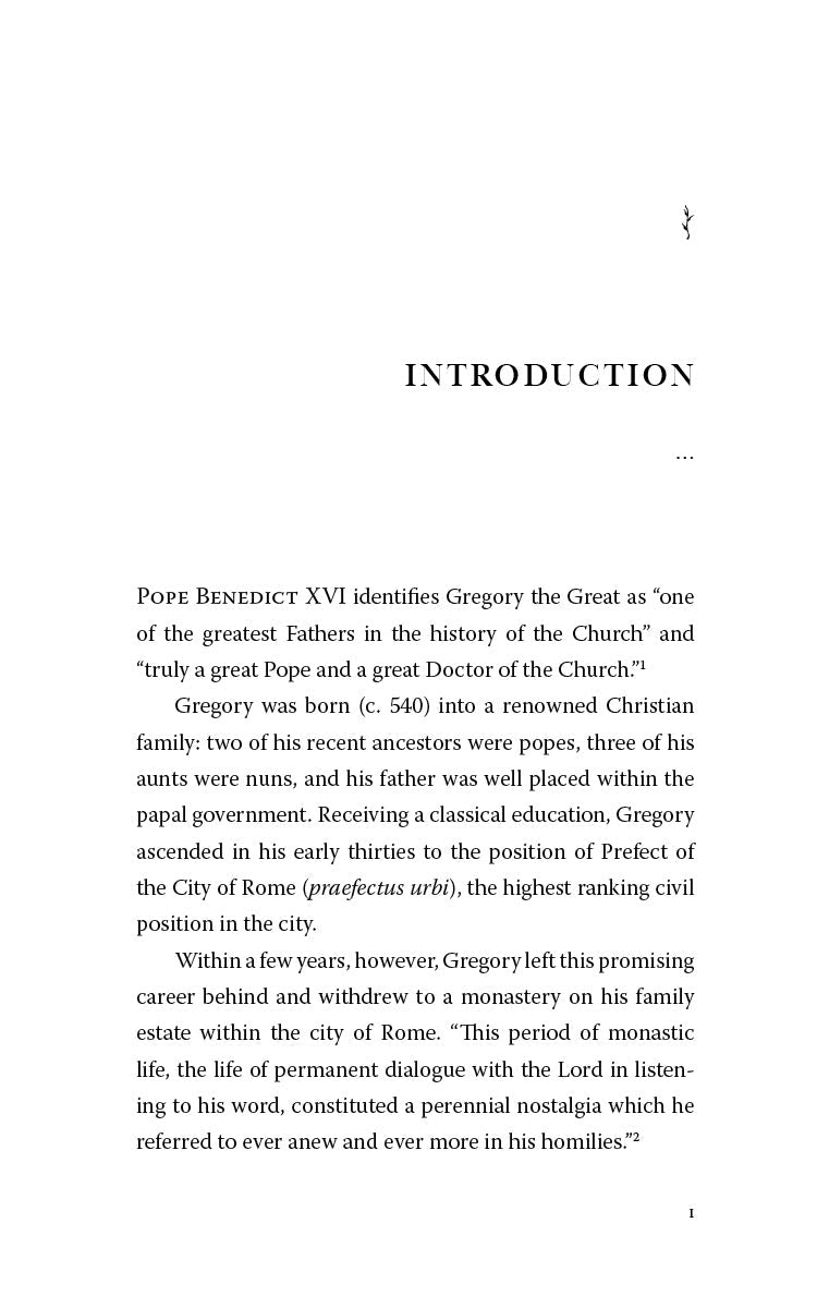 Pastoral care book introduction page with paragraphs about Gregory the Great