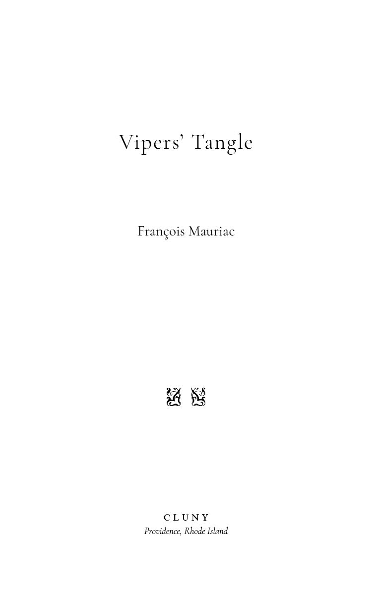 Book title page with Francois Mauriac and publisher Cluny, Rhode Island
