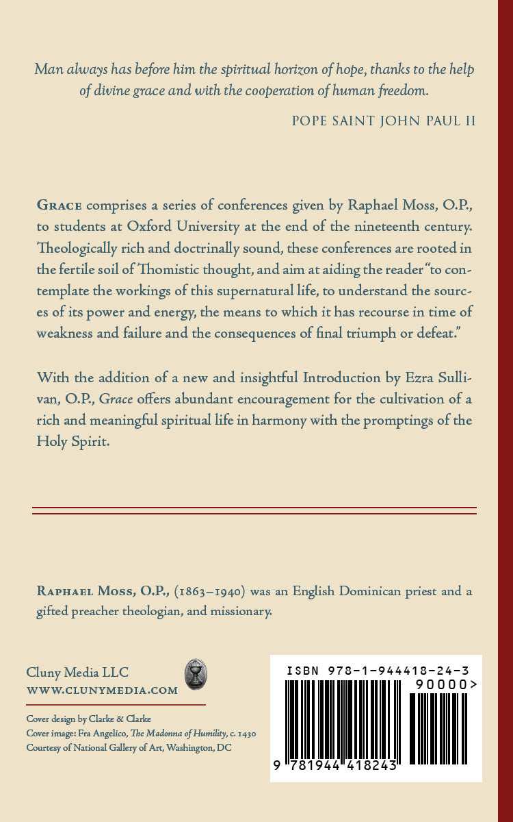 Religious book back cover with publisher details, barcode, and ISBN