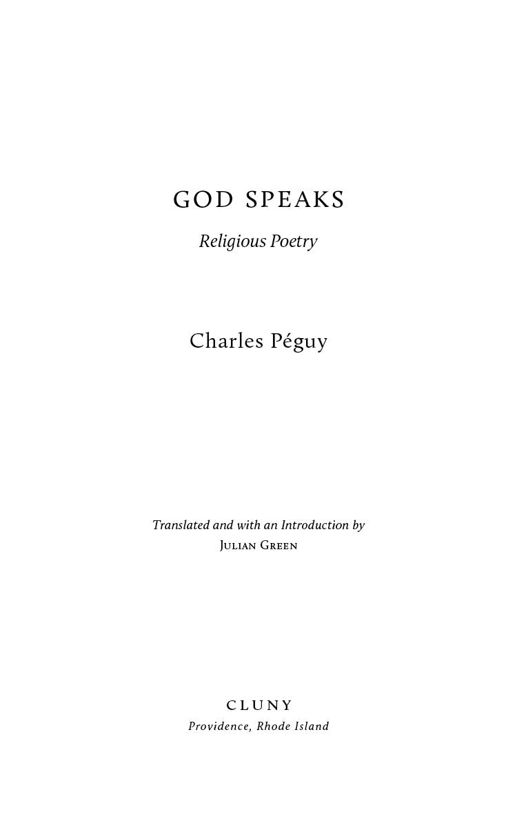 Religious poetry book title page with author Charles Peguy and translator Julian Green