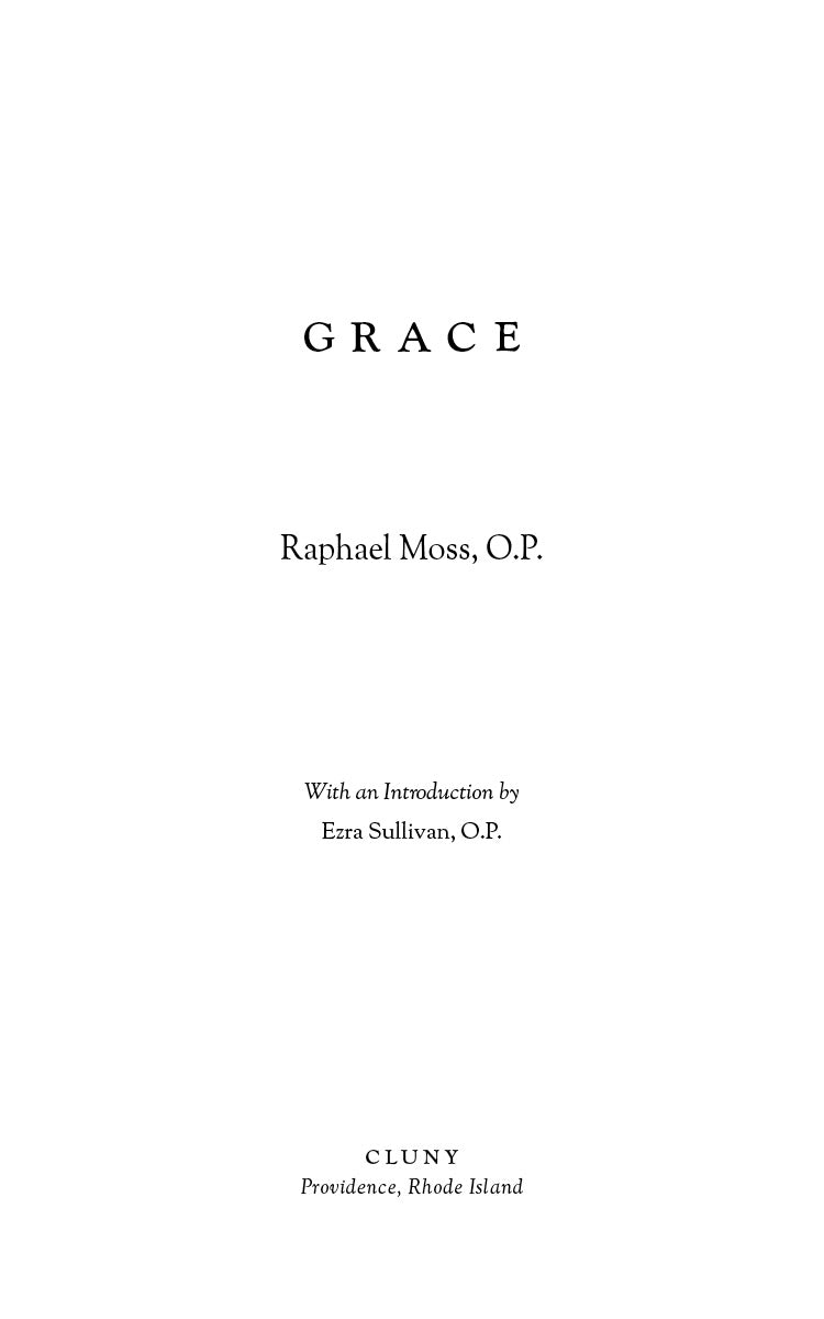 Religious book title page with GRACE, Raphael Moss, O.P., and Cluny