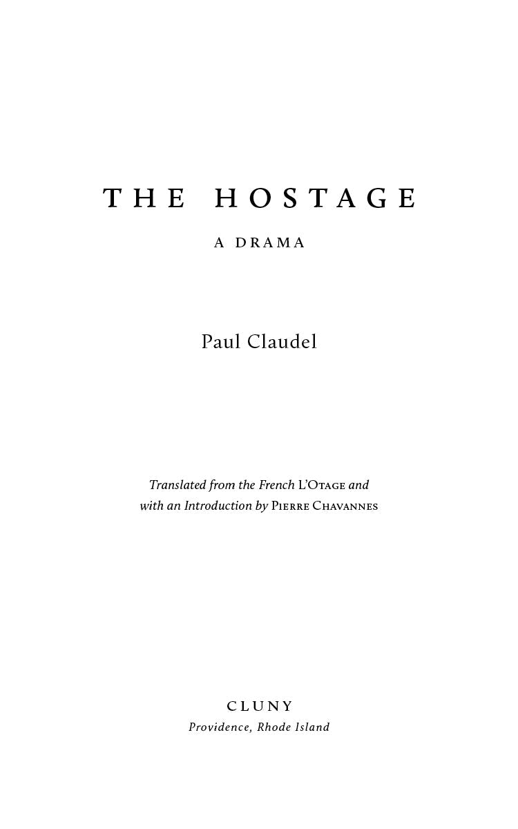 The Hostage title page: A drama by Paul Claudel, Cluny edition