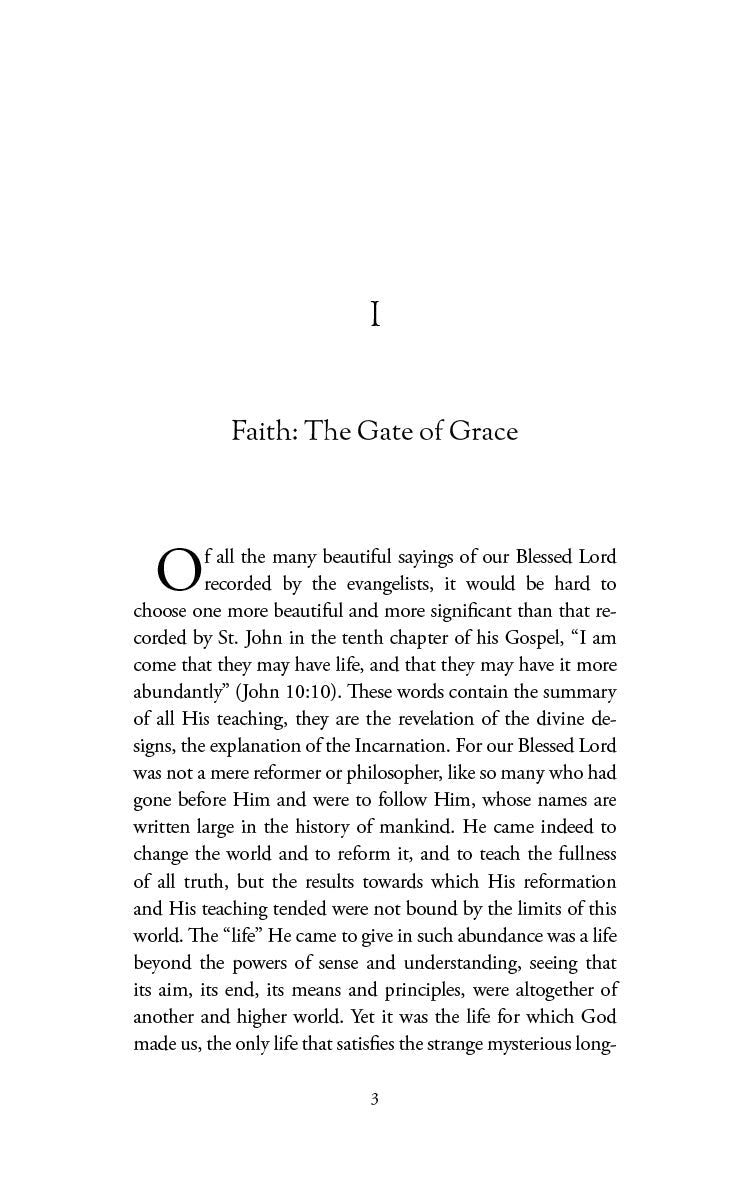 Book page with heading “Faith: The Gate of Grace” and devotional text