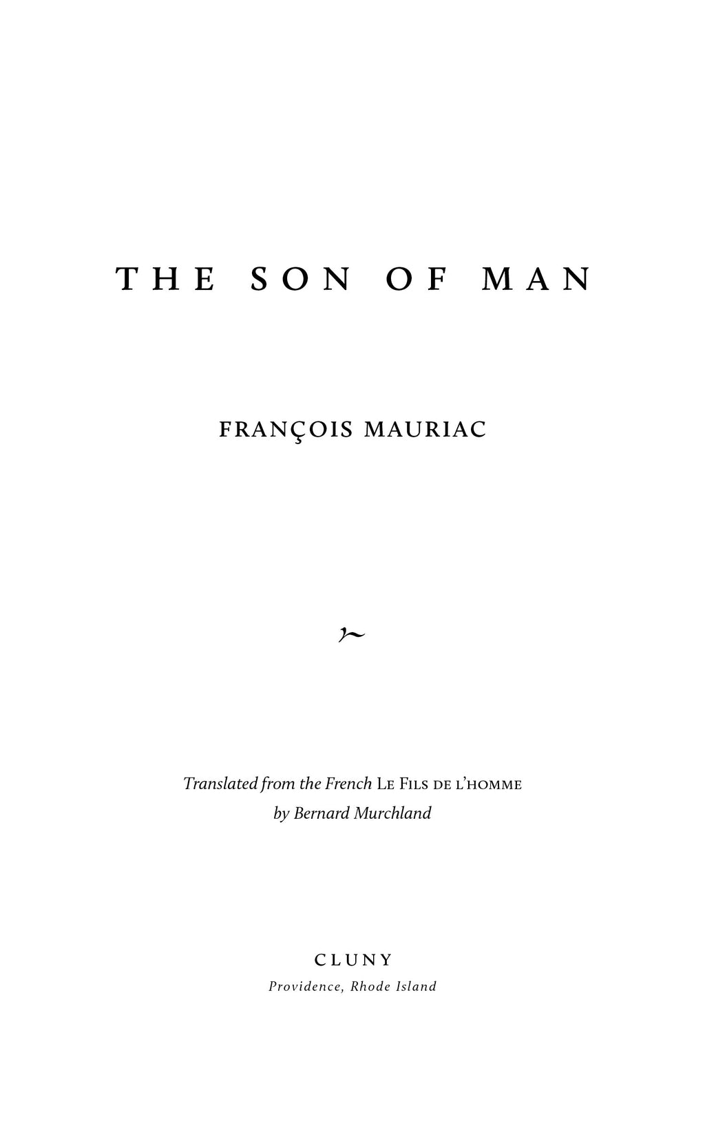 Book title page with “The Son of Man,” author name, and translation credit text
