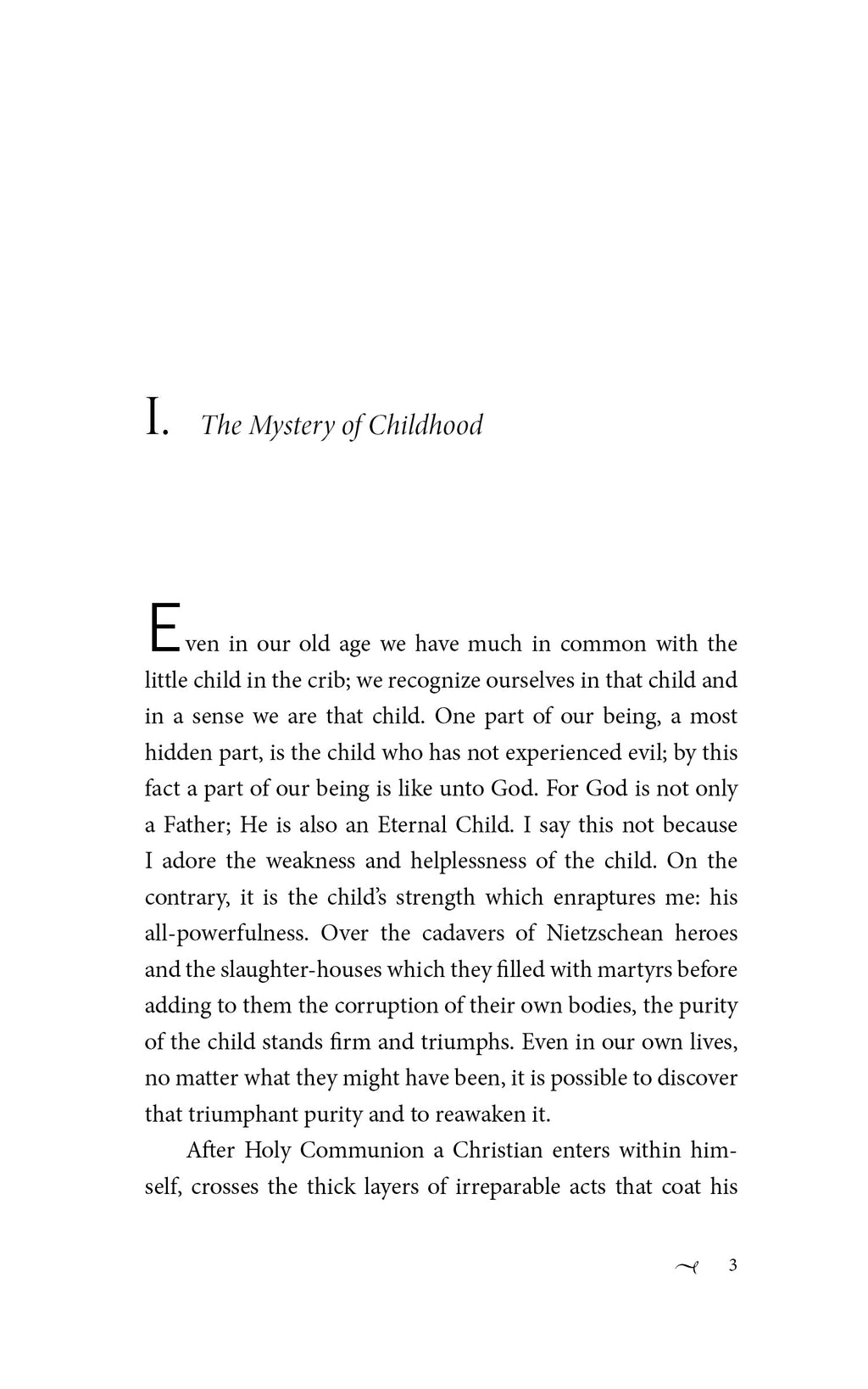Interior chapter page titled “The Mystery of Childhood” with body text paragraphs