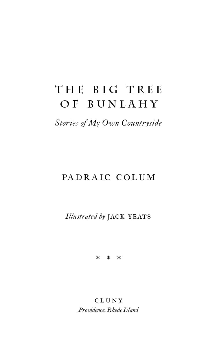Book title page: The Big Tree of Bunlahy, Padraic Colum, illustrated by Jack Yeats