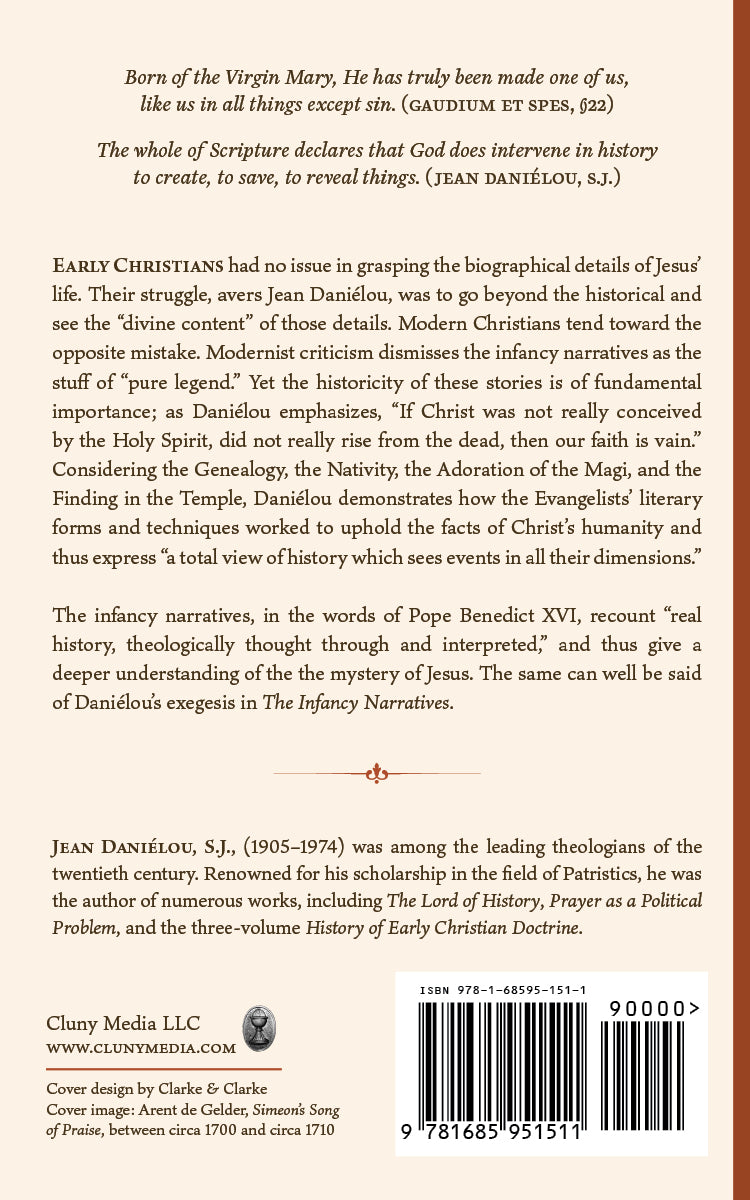 The Infancy Narratives back cover with synopsis, publisher info, and barcode