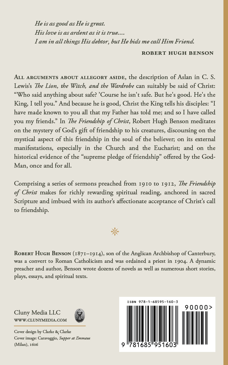 The Friendship of Christ book back cover with summary text and barcode