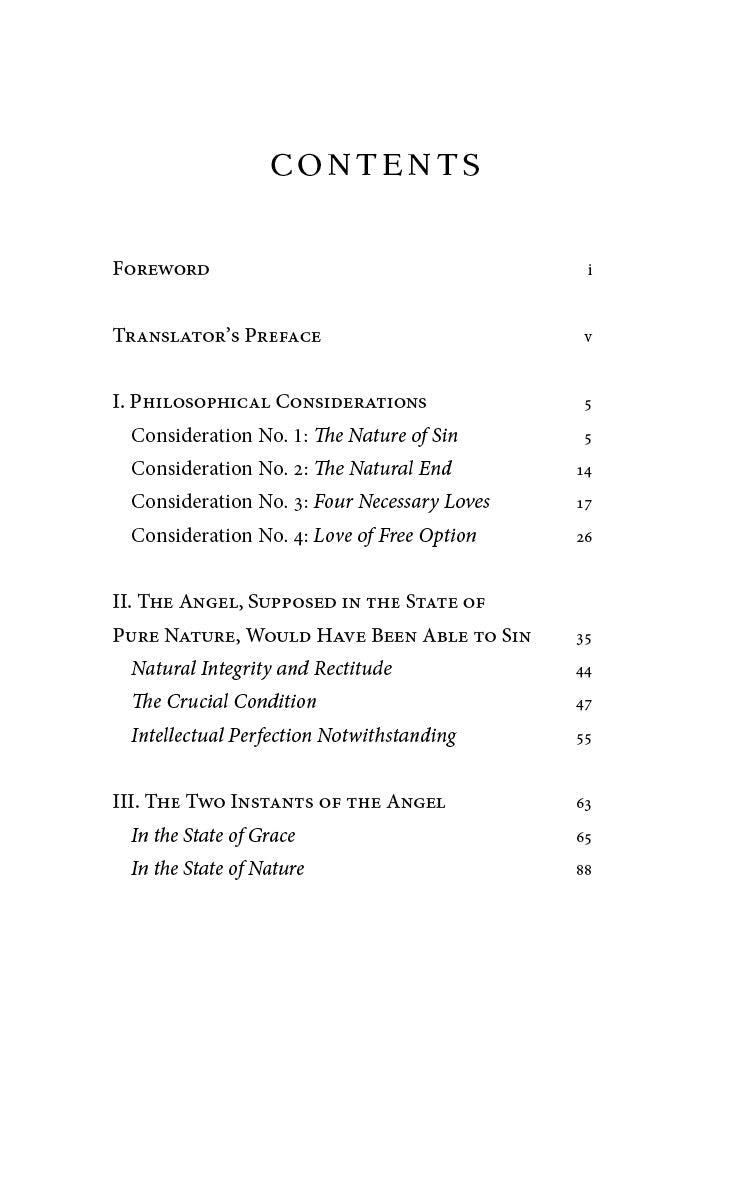 Book contents page listing sections and page numbers