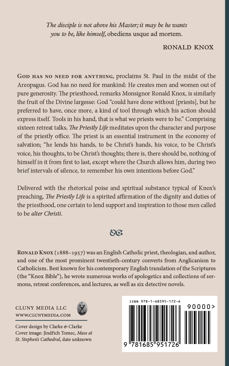 The Priestly Life book back cover with synopsis, author bio, and barcode