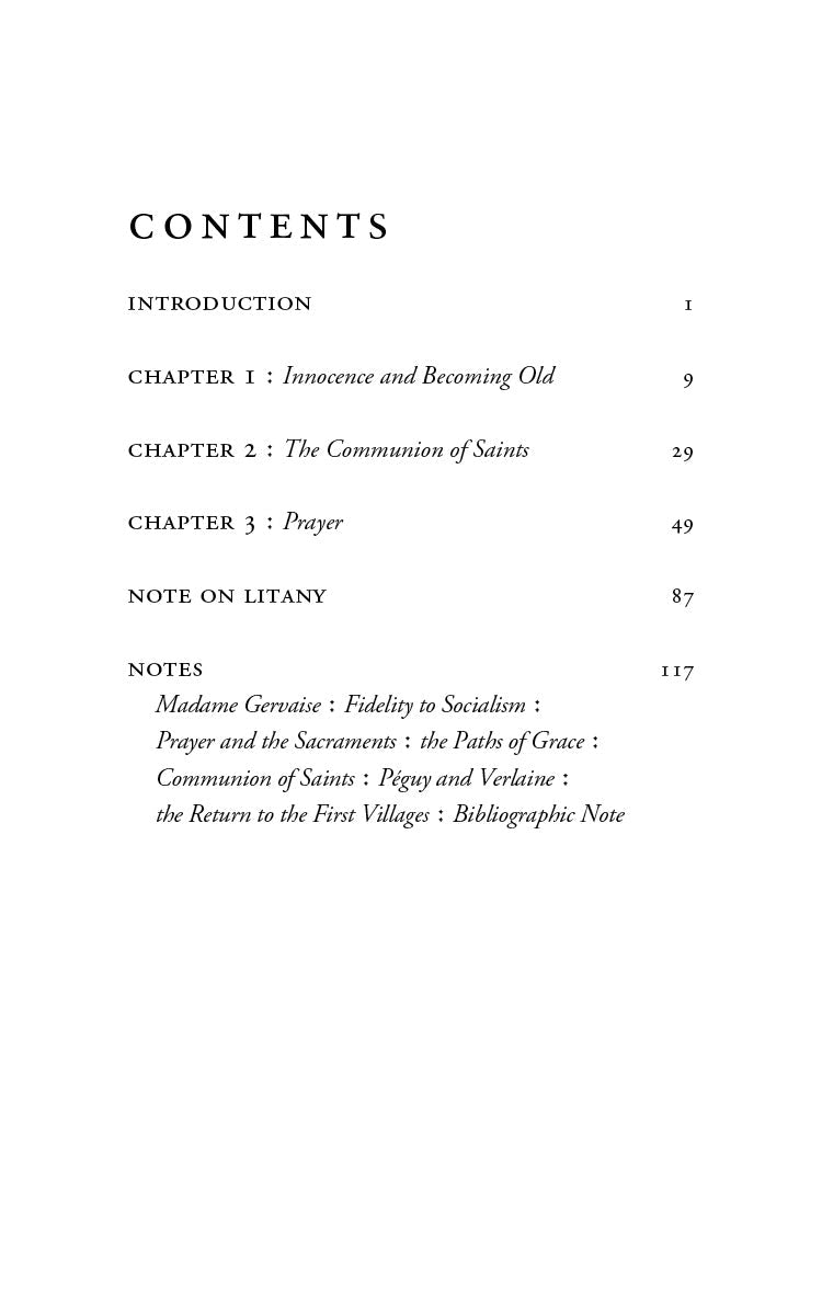 Book contents page listing chapters and notes, with section headings
