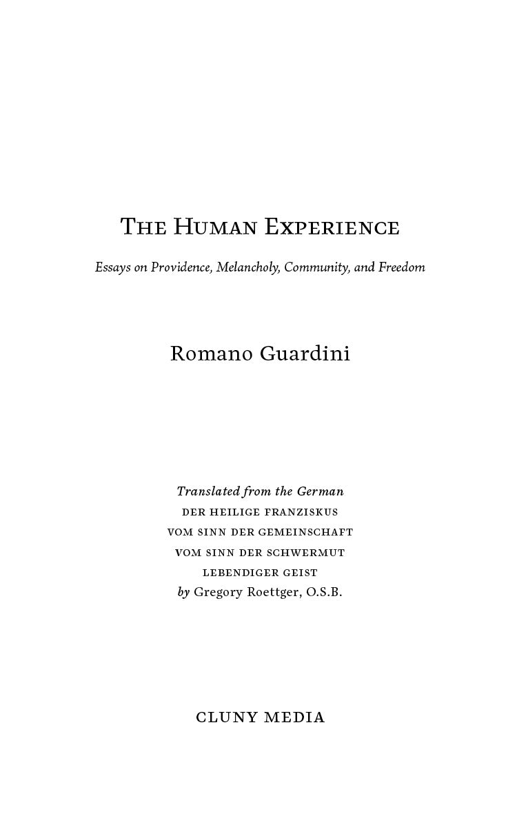 Book title page with Romano Guardini name and Cluny Media imprint text