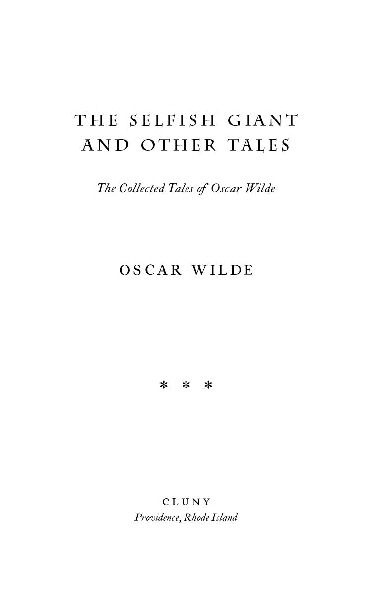 Fairy tale collection book title page with Oscar Wilde and decorative stars