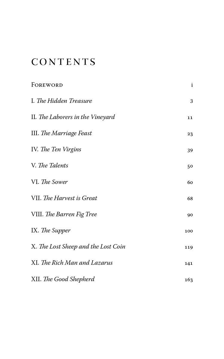 Book contents page showing chapter titles and page numbers