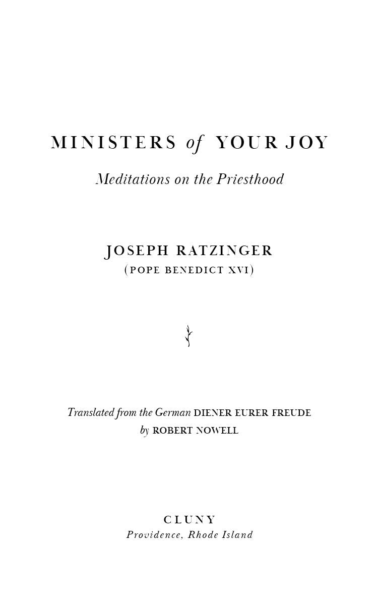 Book title page with subtitle, author Joseph Ratzinger (Pope Benedict XVI), and Cluny