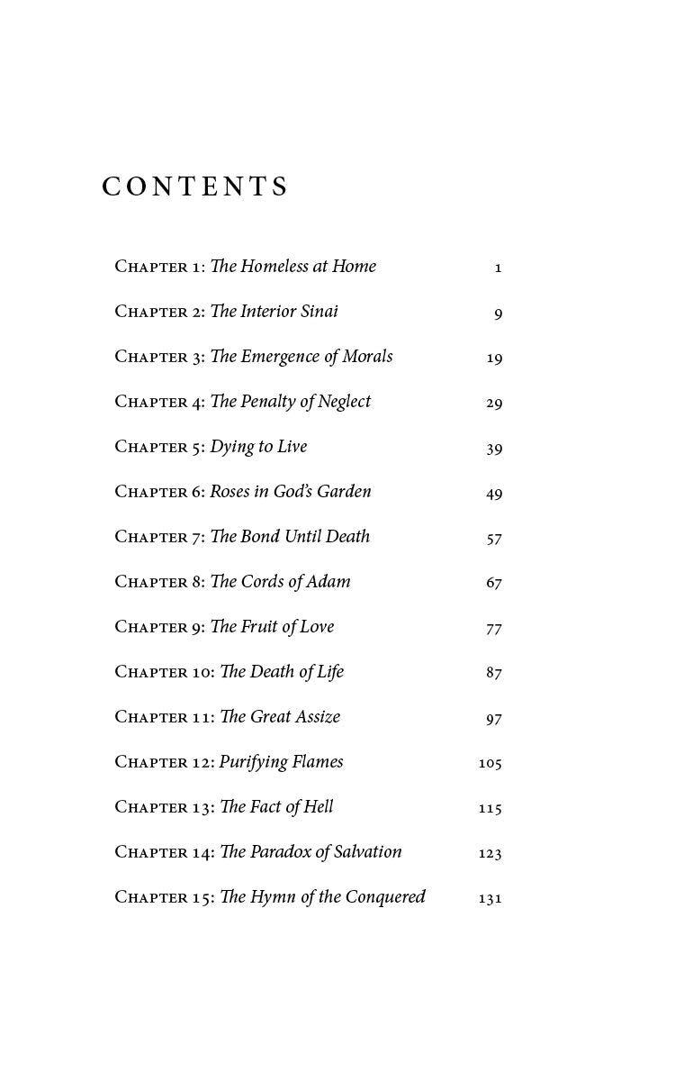 Book contents page listing chapters and page numbers