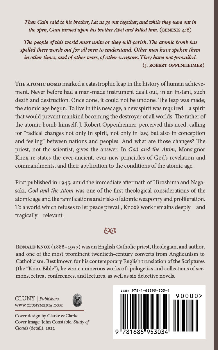 Book back cover with synopsis, barcode, and Ronald Knox name