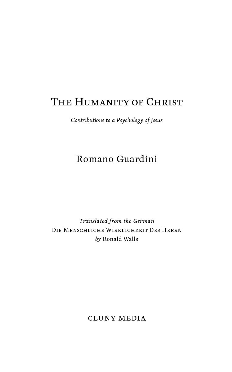 Book title page: The Humanity of Christ by Romano Guardini with translation credits.