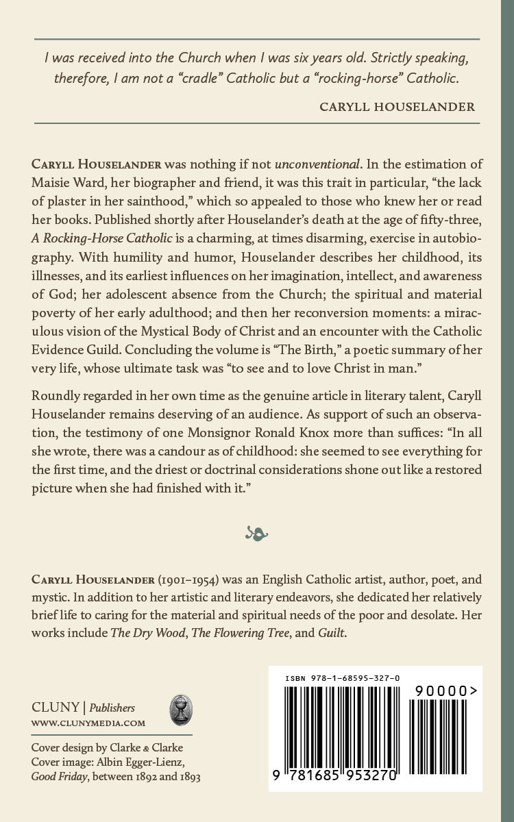 Back cover page with barcode and publisher info for A Rocking-Horse Catholic