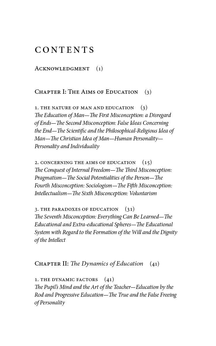 Book contents page with "CONTENTS" heading and chapter list