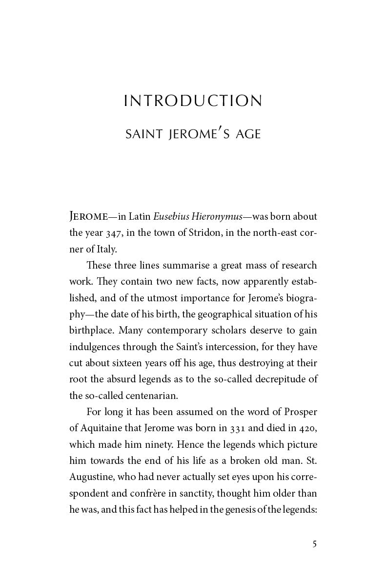 Book page titled "Introduction" with heading "Saint Jerome's Age"