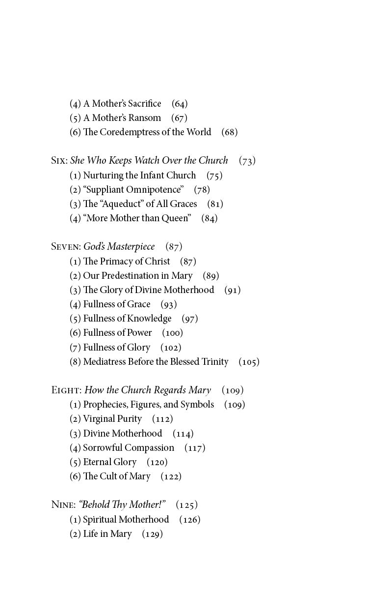 Book contents page listing sections Four to Nine with page numbers