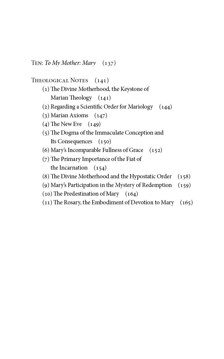 Book contents page with section Ten and theological notes