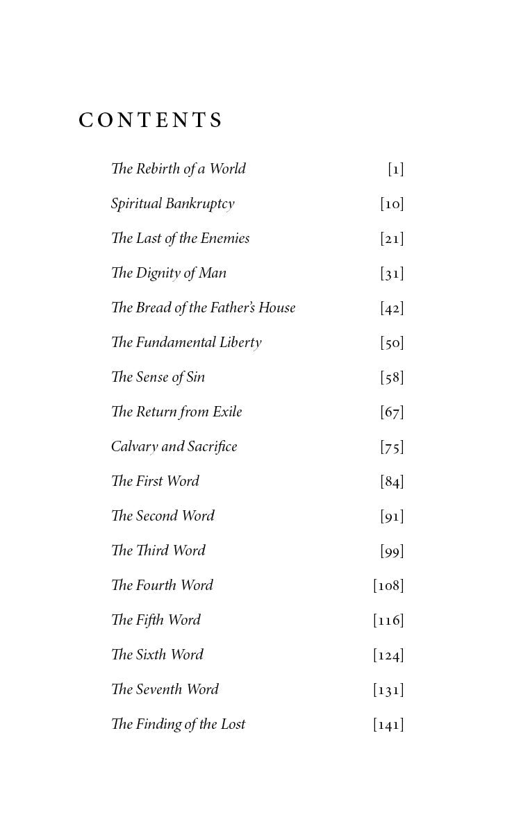 Book contents page listing chapter titles and page numbers