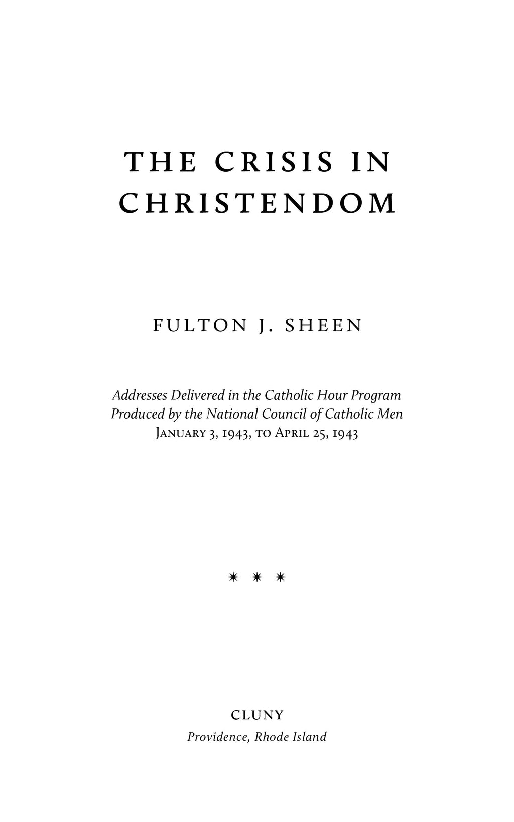 Christian lecture book title page with Fulton J. Sheen and Catholic Hour dates