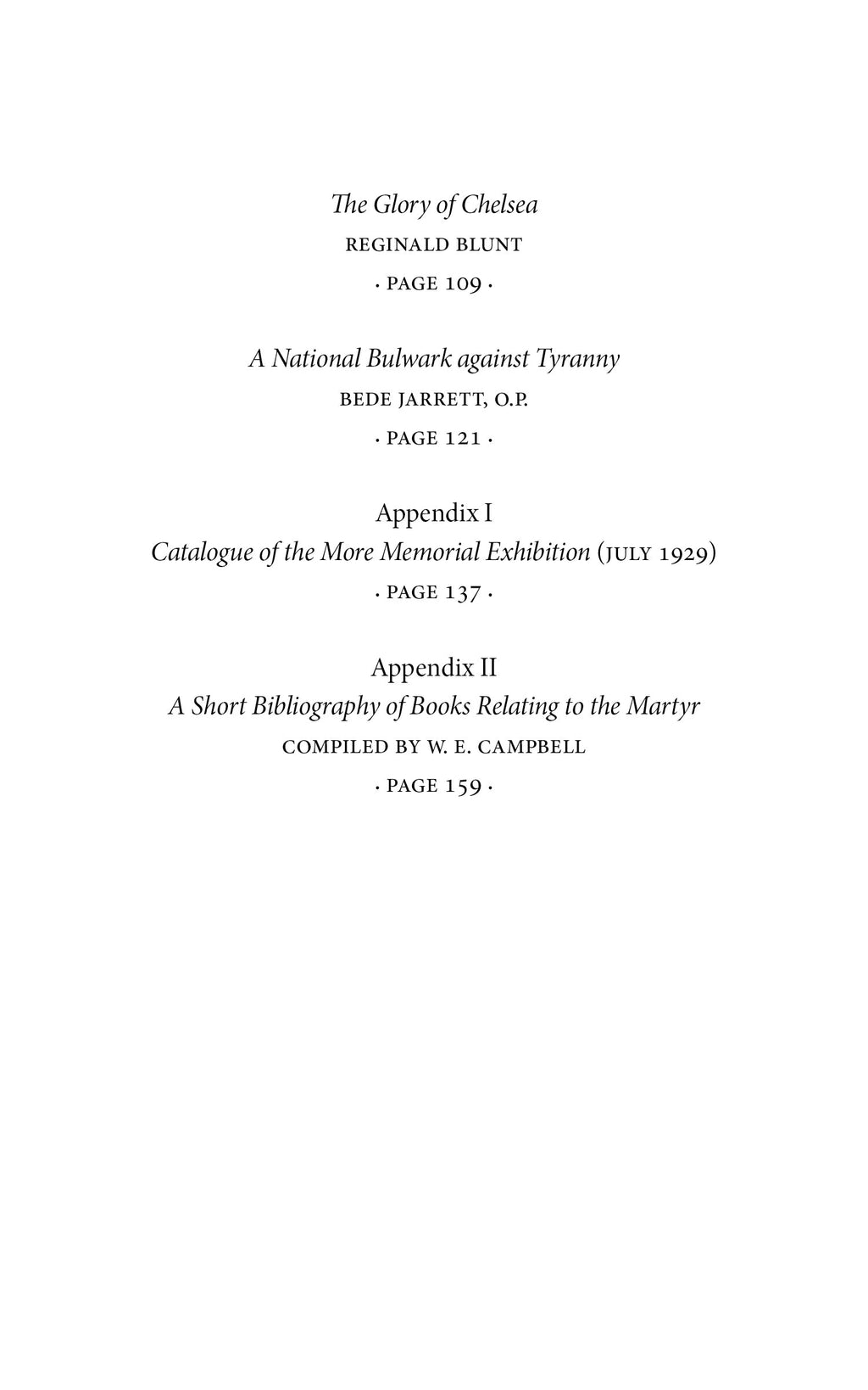 Paperback book contents and appendices page with headings and page numbers