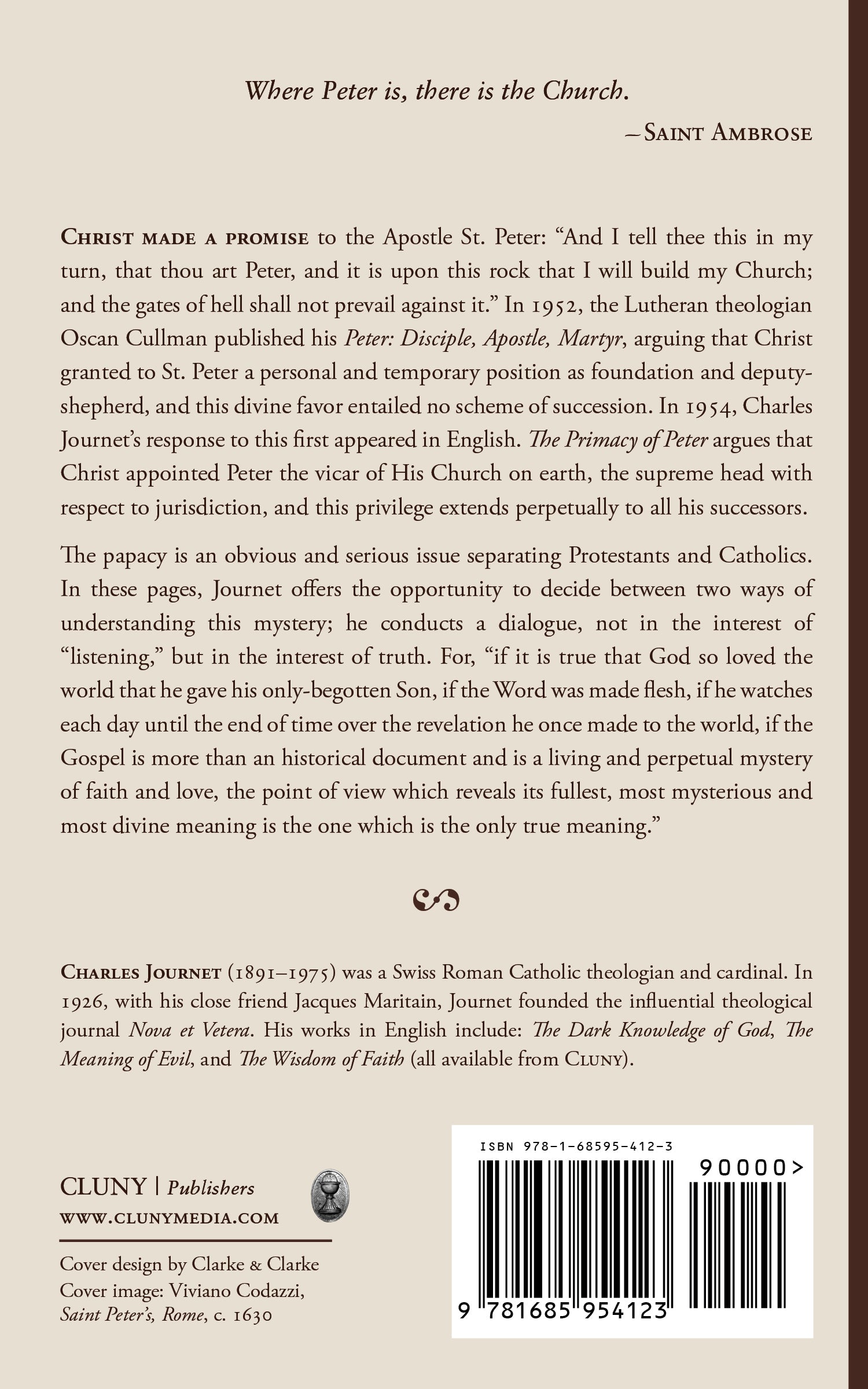 Paperback back cover of The Primacy of Peter with barcode and publisher