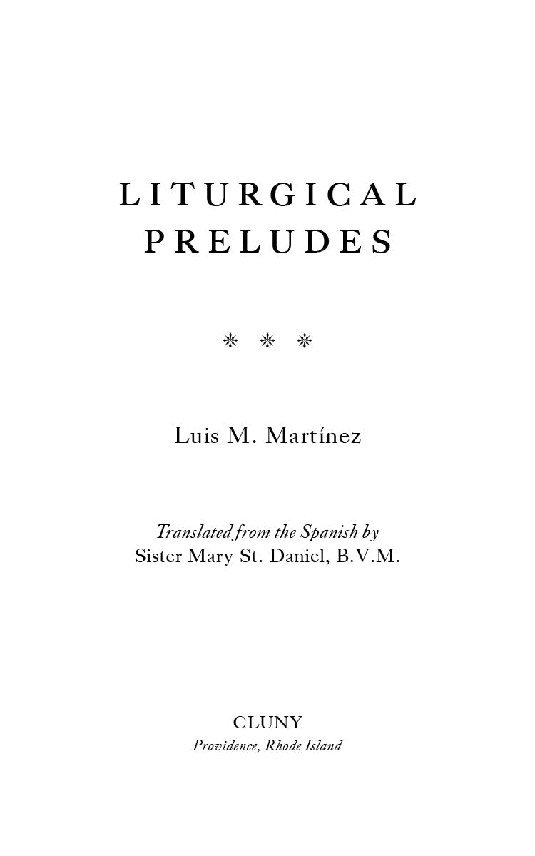 Liturgical Preludes title page with centered title and author name on white