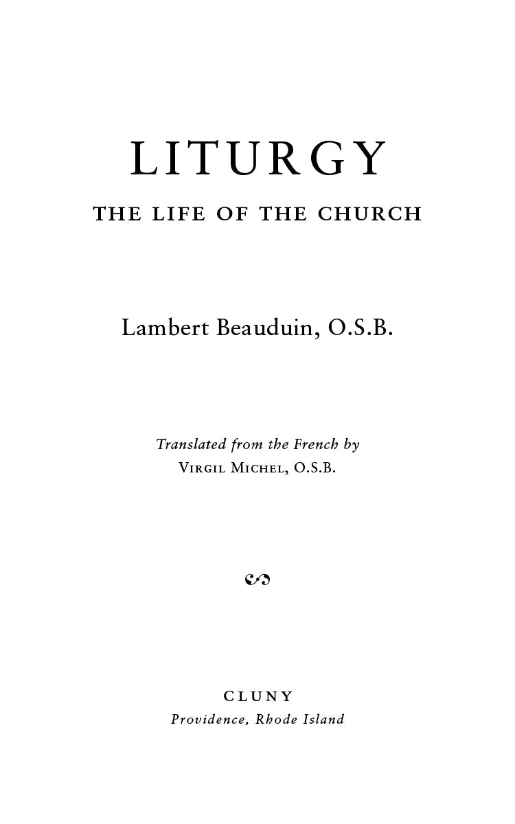 Book title page with Liturgy: The Life of the Church, author, and publisher