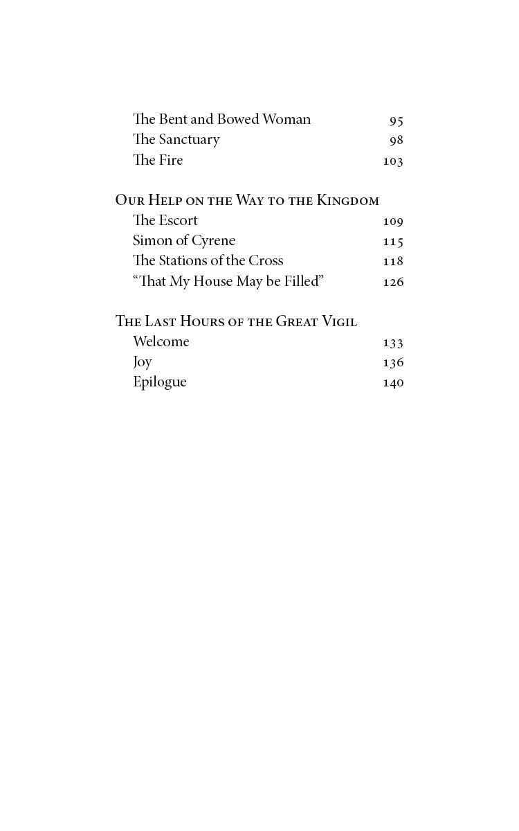 Book contents continuation page with section titles and page numbers
